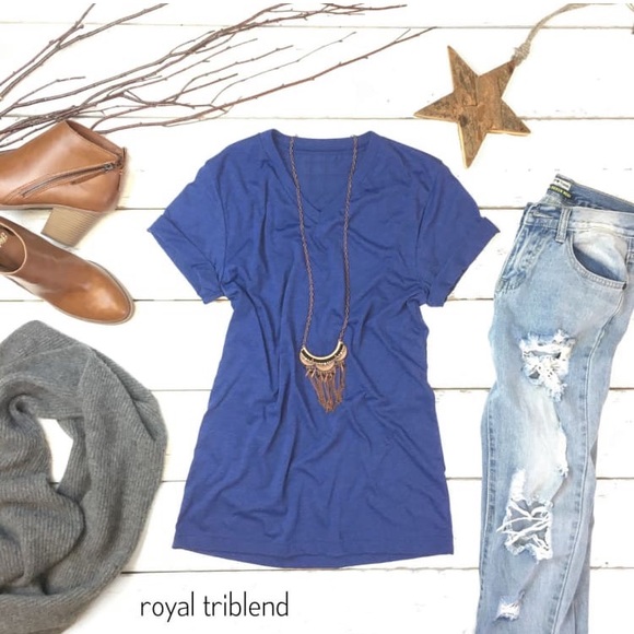 Bella Canvas Tops - 2 for $10 NWOT heather royal blue v-neck T-shirt